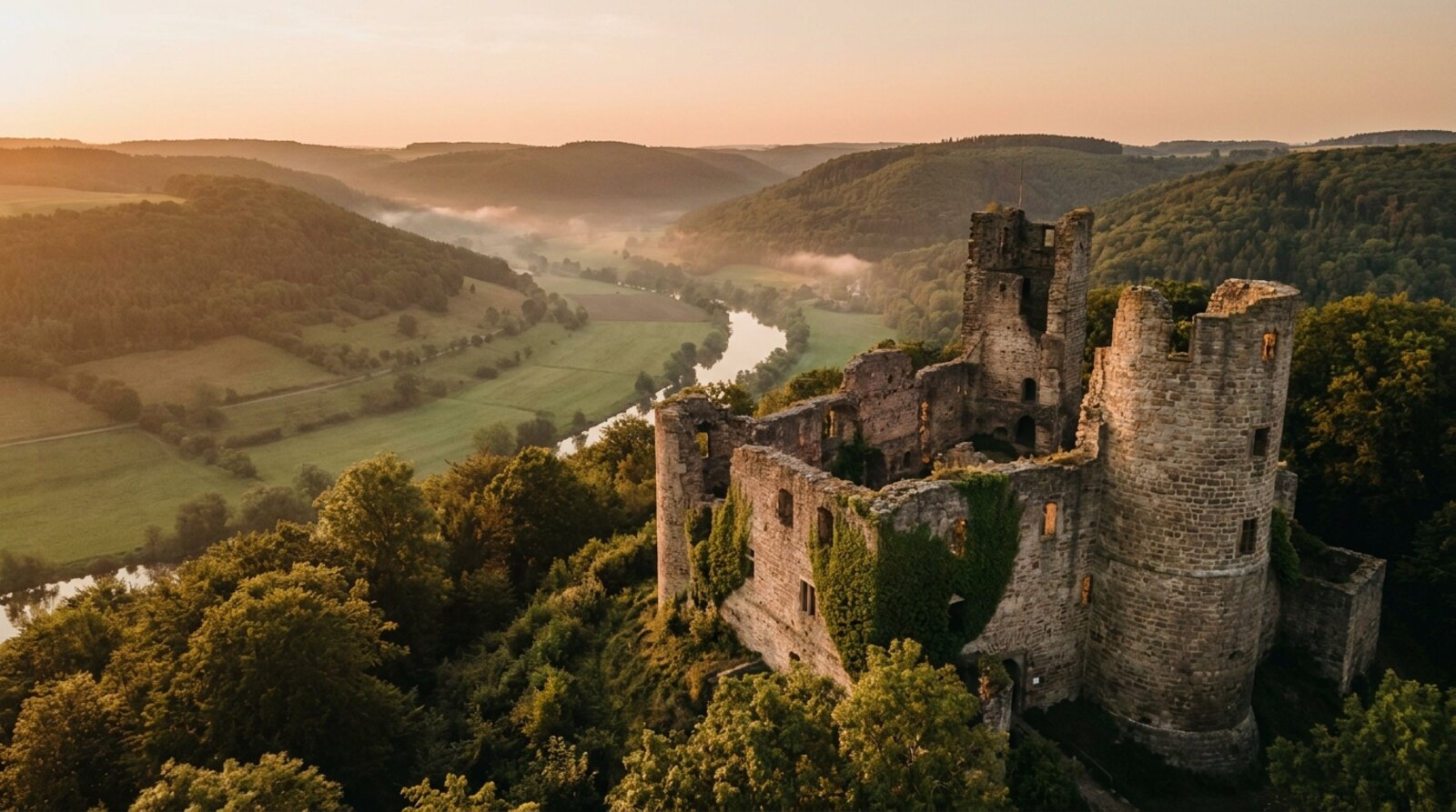 Burg Plesse über dem Leinetal bei Göttingen