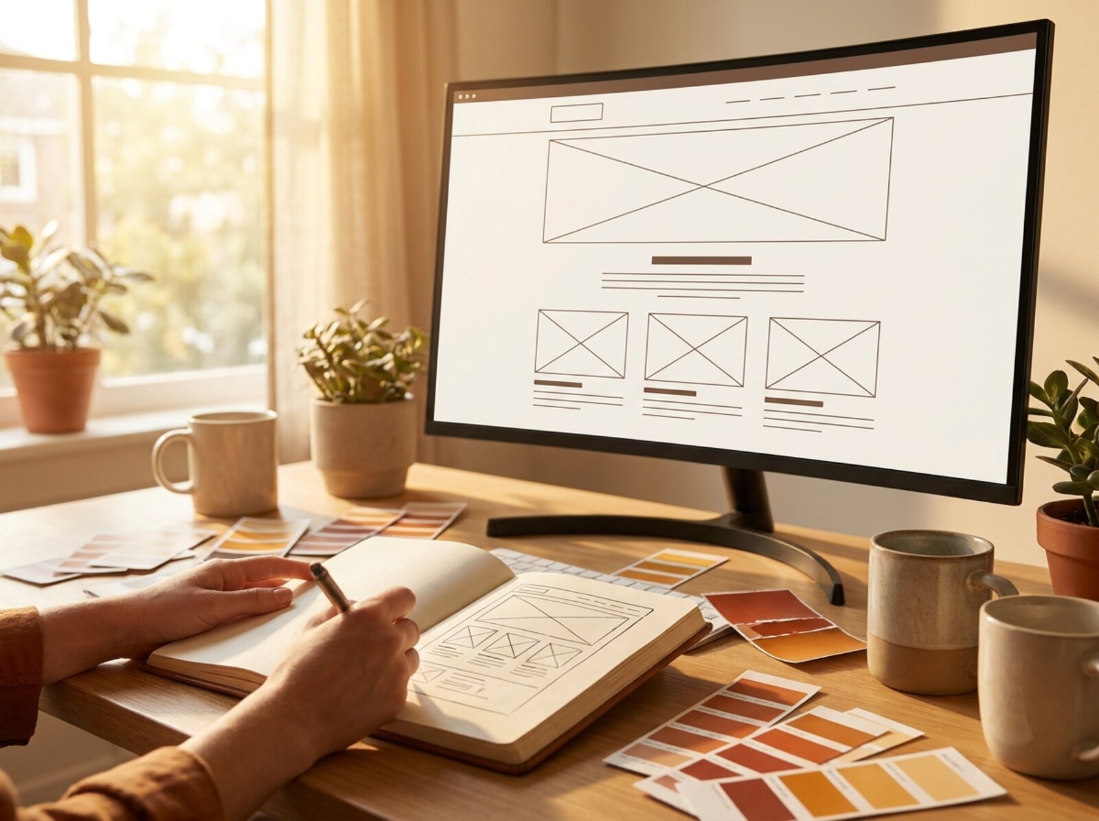 Konzeptarbeit an einem Website-Design in der Agentur